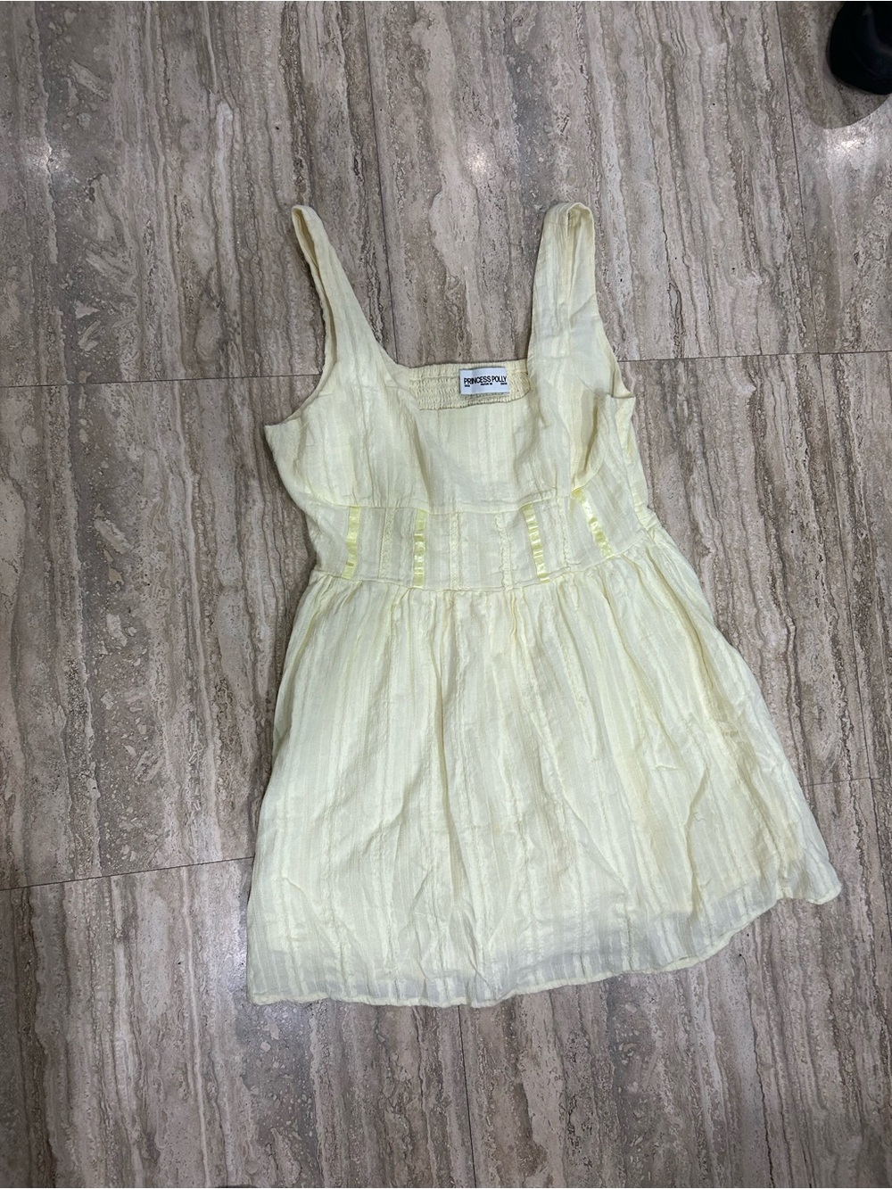 Princess Polly Pale Yellow Textured Sleeveless Mini Dress - Picture 2 of 5